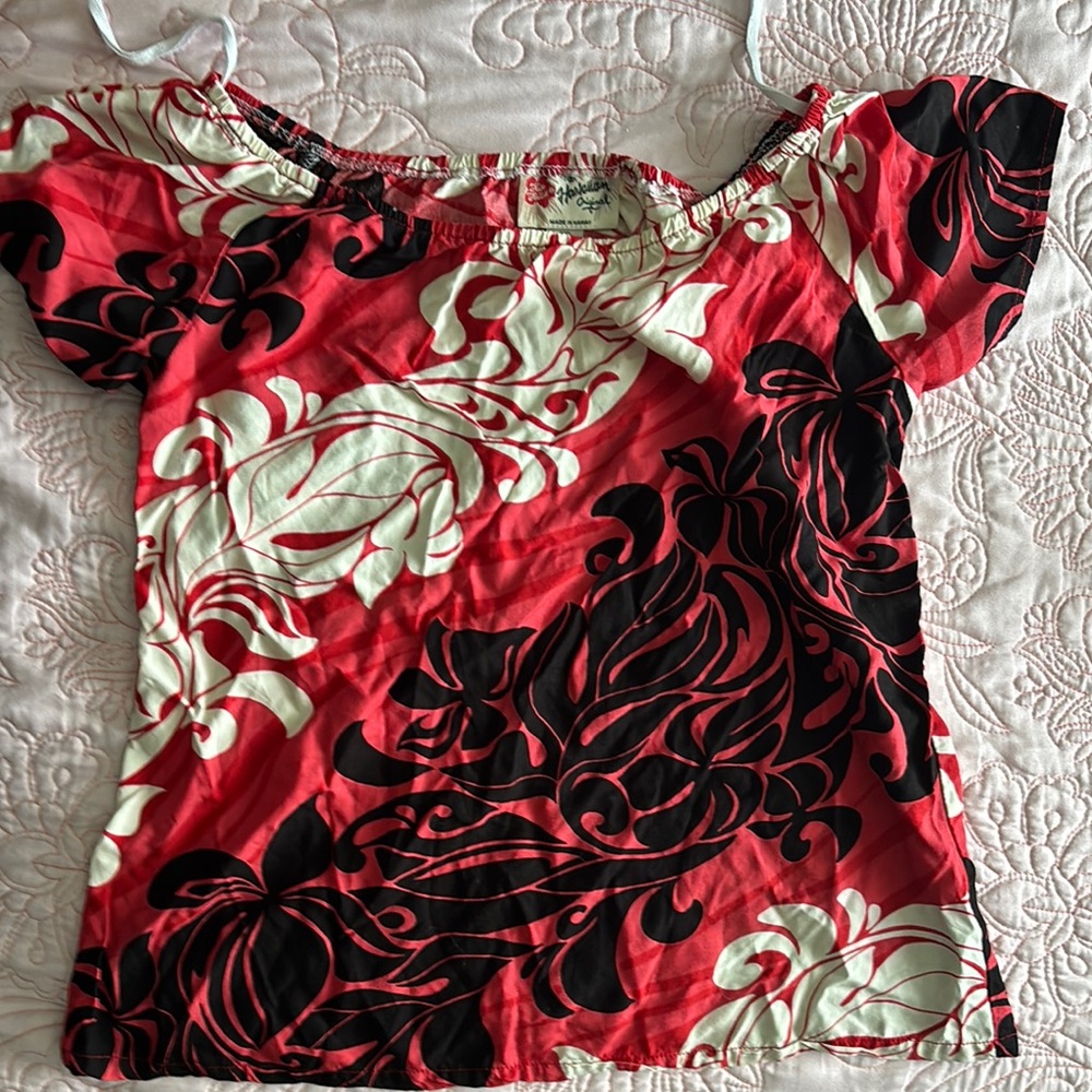 Hilo Hattie Red Off-the-Shoulder Blouse